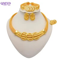 dubai 24k gold plated luxury african jewelry sets for women wedding gifts bridal necklace earrings jewellery set