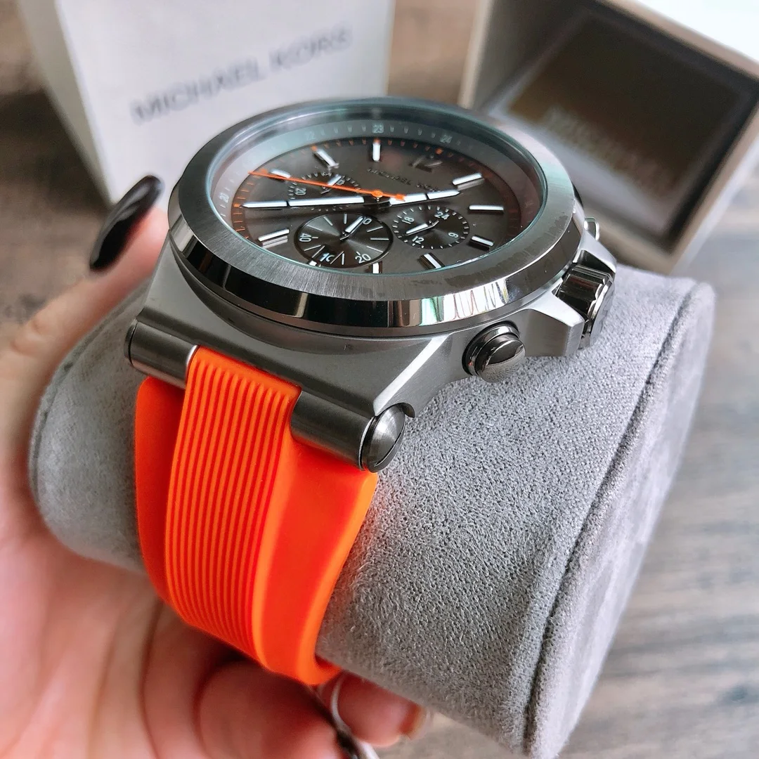 Фото Мужские наручные часы Michael Kors высокого качества MK-8296, водонепроницаемые модные кварцевые часы из нержавеющей стали, многофункциональный хронограф №3