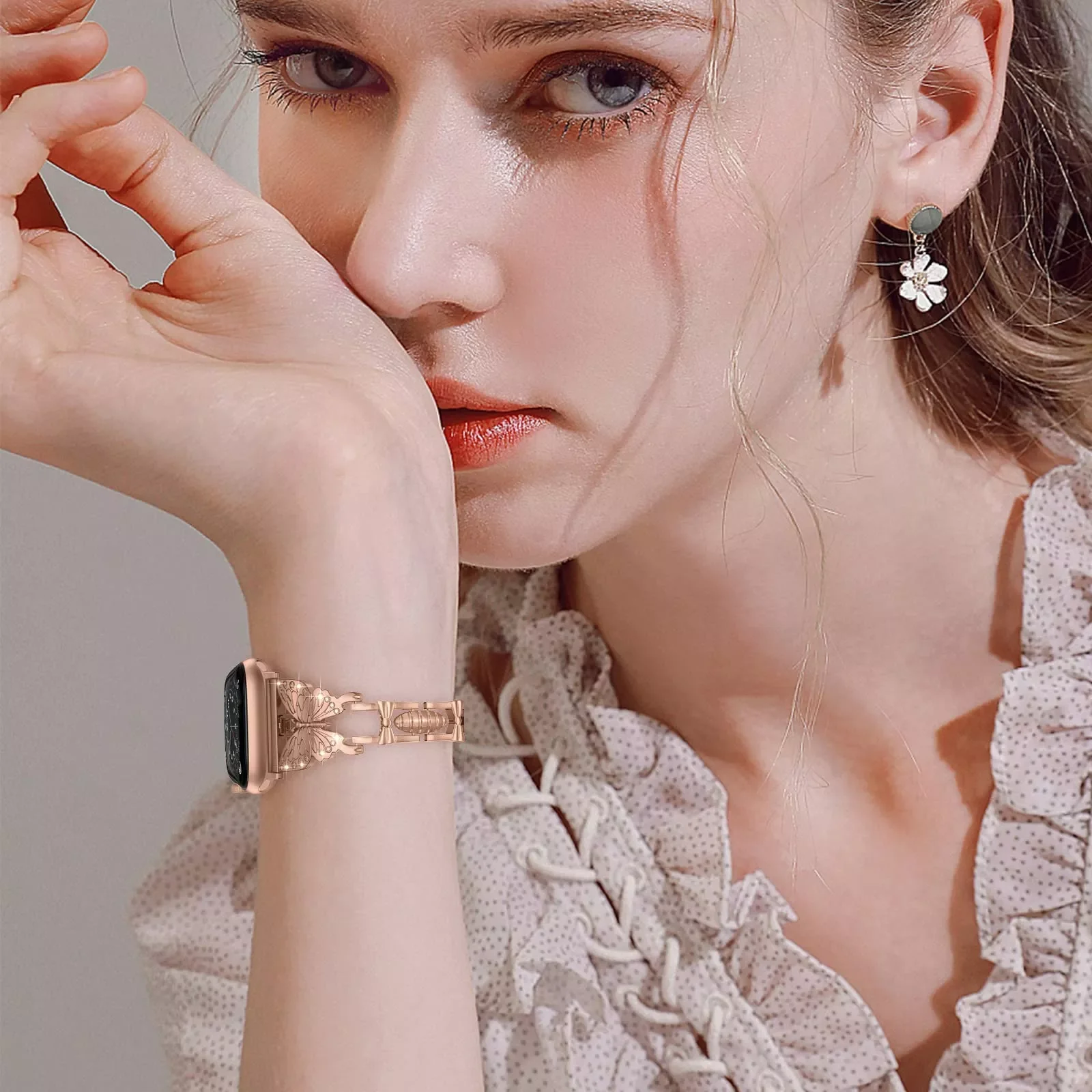 Diamond metal strap for apple watch band 7 6 se 5 4 3 2 Butterfly Bracelet 45mm 38mm 40mm 42mm 44mm for iwatch loop 41mm Jewelry