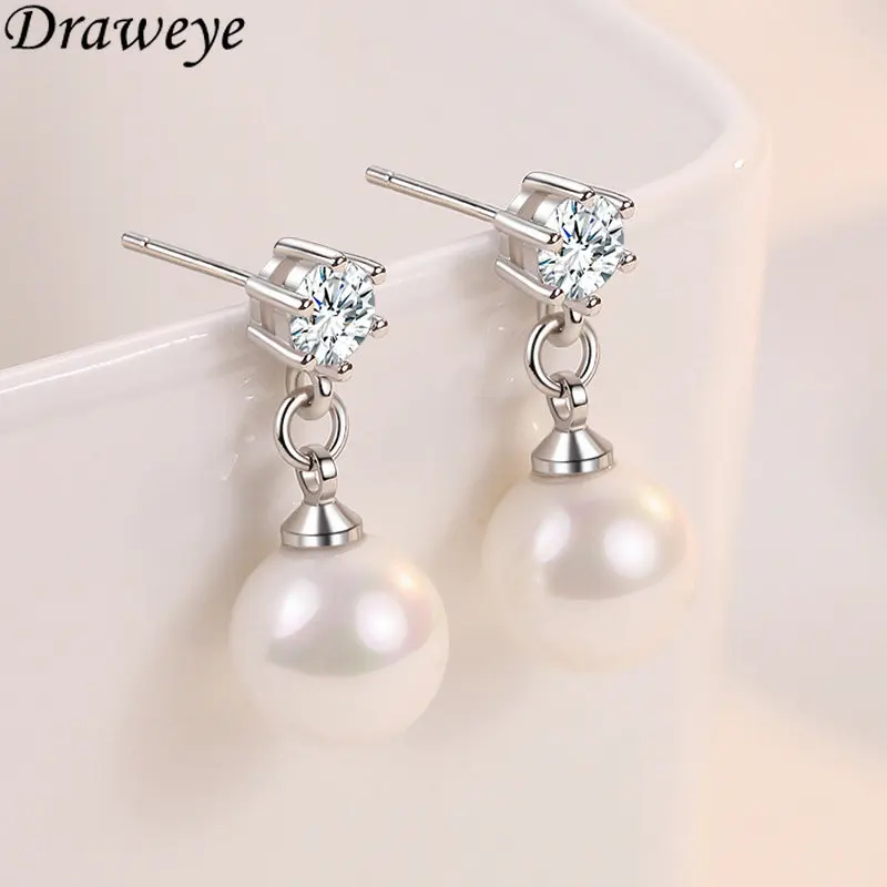 

Draweye Jewelry for Women Pearls Office Lady Korean Fashion Elegant Vintage Sweet Drop Earrings Simple Pendientes Mujer