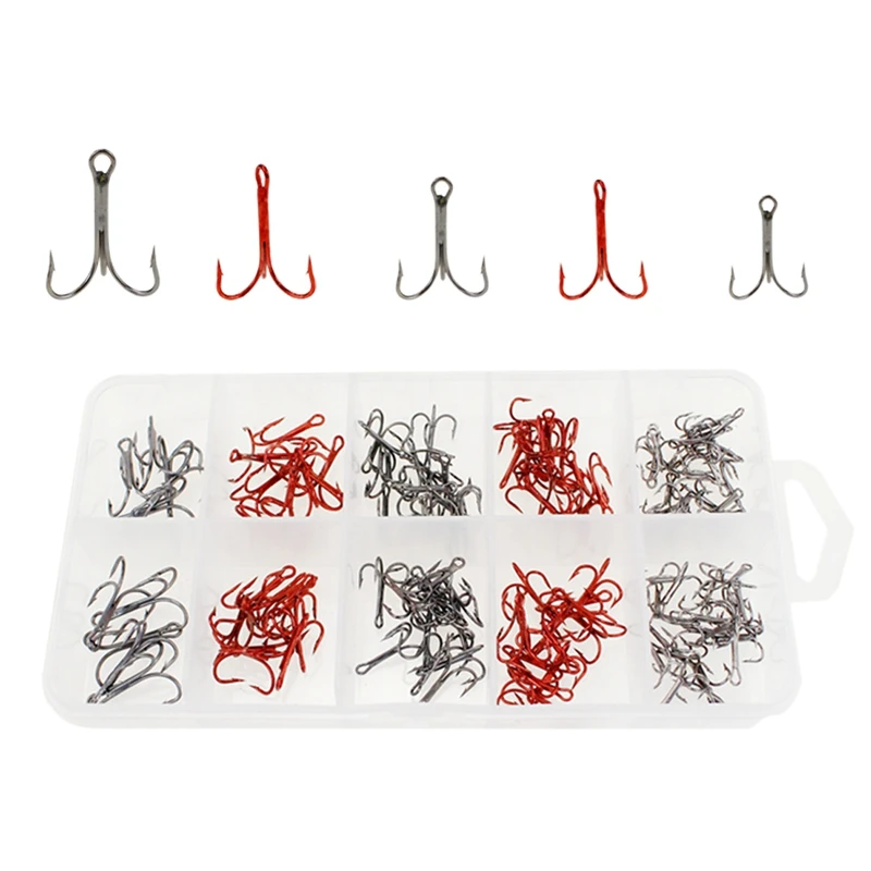 

130Pcs/Lot Treble Fishing Hook High Carbon Steel Hooks Fishing Tackle Fish For Saltwater And Freshwater Fishing