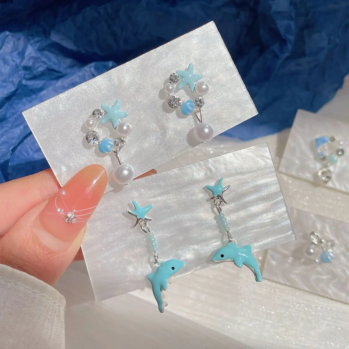 Милые синие серьги KADRUFI с морскими звездами и для женщин милые женские пляжным