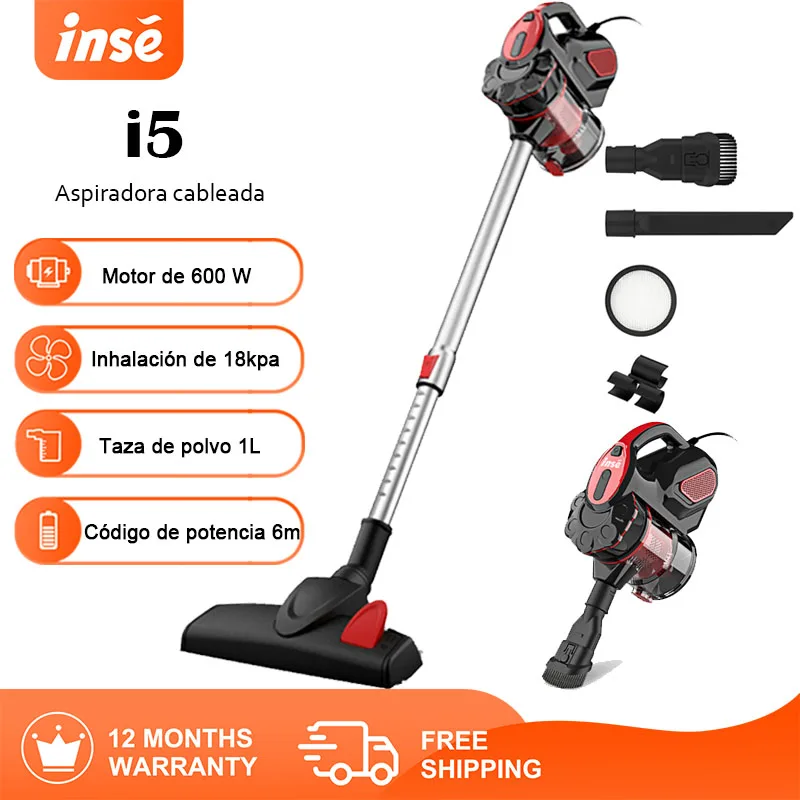 INSE I5 Vacuum Cleaner Corded 18Kpa Powerful Suction 600W Motor Stick Handheld Vaccum Cleaner for Home Pet Hair Carpet