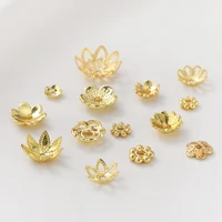 10pcs 18k gold plated brass spacer beads flower beads caps for bracelet necklace jewelry making supplies diy finding accessories