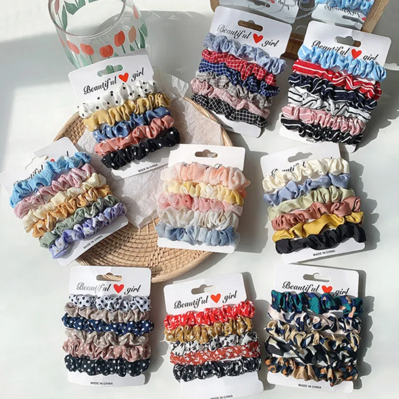 

Fashion Girls Korean Colorful Satin Large Intestine Hair Ties for Women Ponytail Scarf Elastic Band Accessories