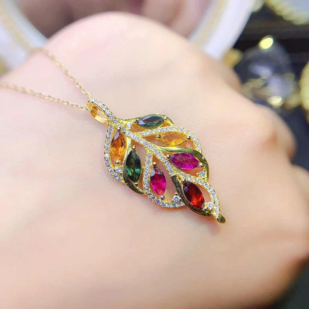 

Женский кулон из серебра 925 пробы с натуральным турмалином, 3 х6 мм