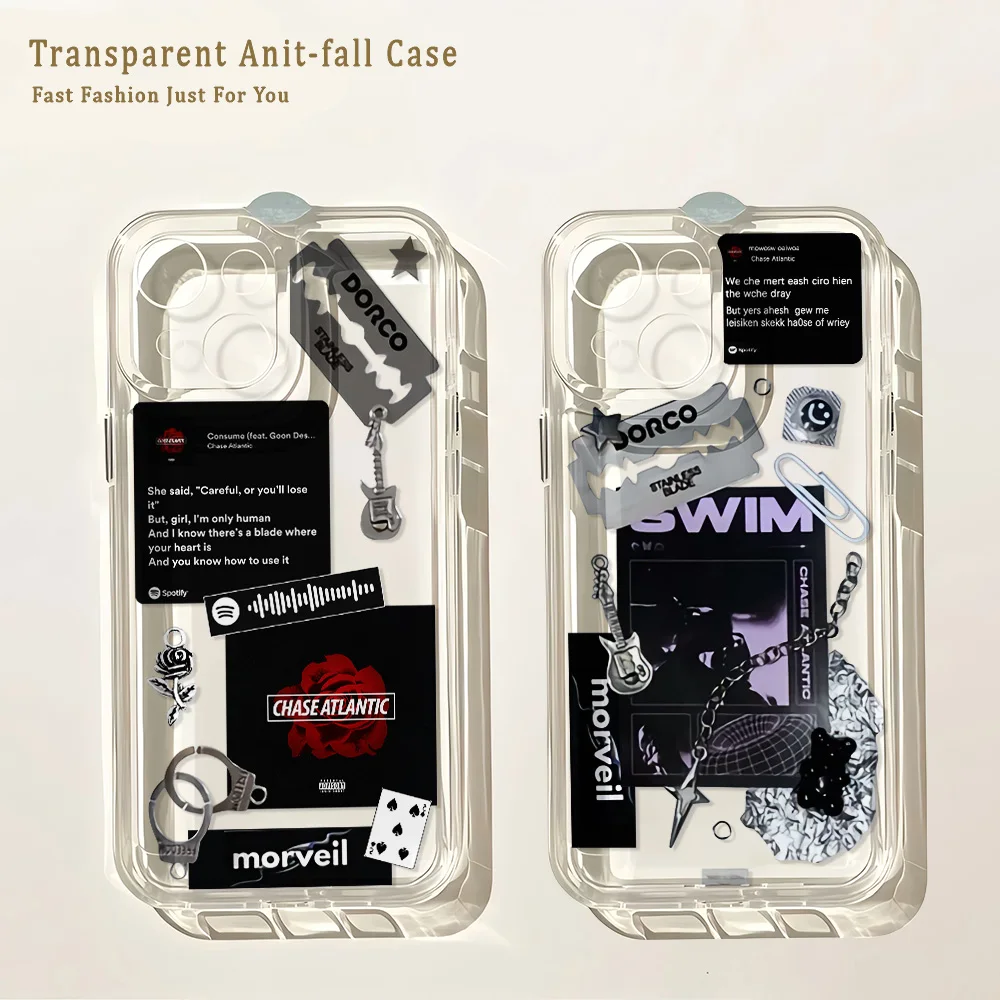 Фото Чехол для телефона Fashion Band Chases Atlantics для iPhone 17 16 16e 15 14 13 12 11 Mini Pro Max X XR 8 Air Plus, прозрачная задняя крышка №1