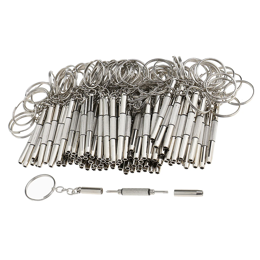 

100 Pieces 3 in 1 Precision Eyeglass Cellphone Watch Screwdriver Repair Kit Mini Keychain Glass Eyewear Repair Tool