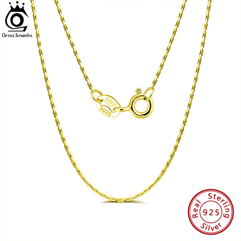 

ORSA JEWELS 925 Стерлинговое Серебро 0,6 мм бамбуковое ожерелье с цепочкой для женщин 14 к позолоченная цепочка ожерелье ювелирные изделия на день рождения подарок SC21
