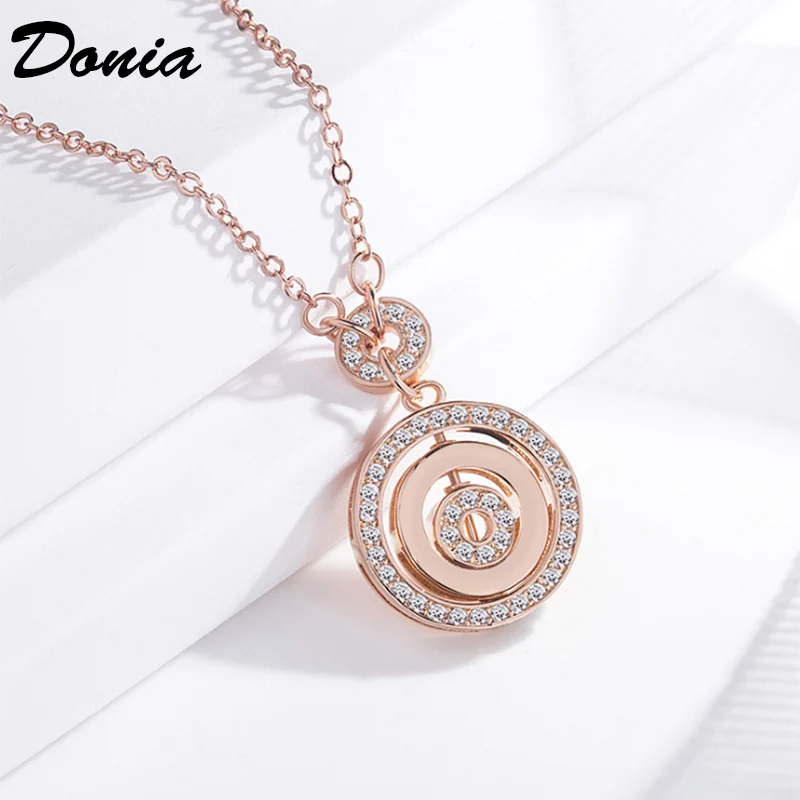 

Donia Jewelry Fashion Round Rotating Necklace Copper Micro-inlaid Zircon Clavicle Chain Pendant Personalized All-match Jewelry