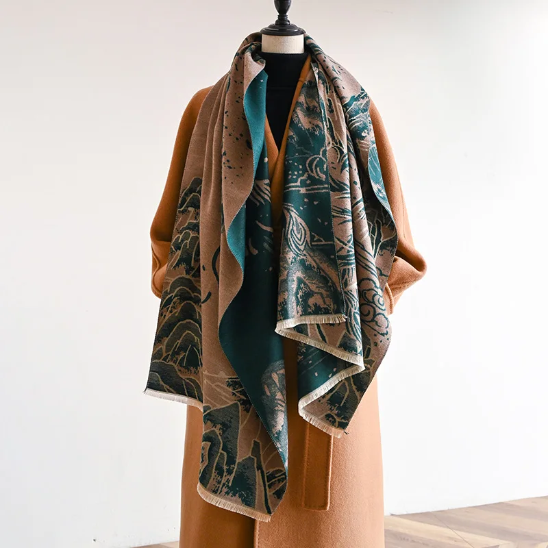 2024 дизайнерская зимняя теплая кашемировая шаль модный шарф женский из пашмины