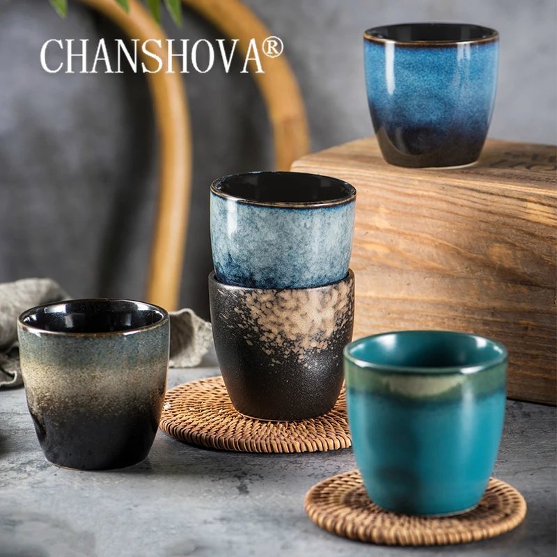 CHANSHOVA 150ml Chinese retro Handmade Kiln change texture High temperature firing Ceramic teacup coffee cup Porcelain H244