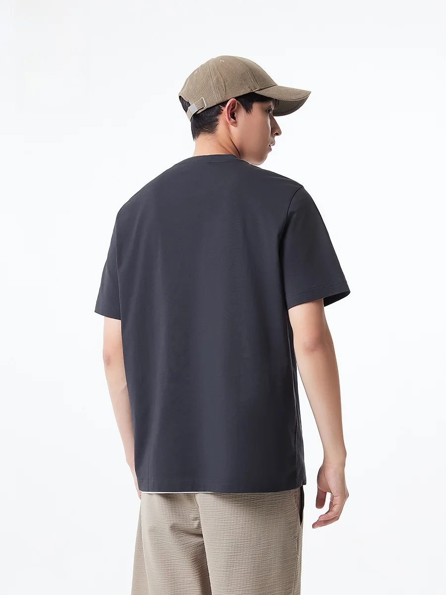 Повседневная хлопковая футболка мужская с коротким рукавом и круглым вырезом