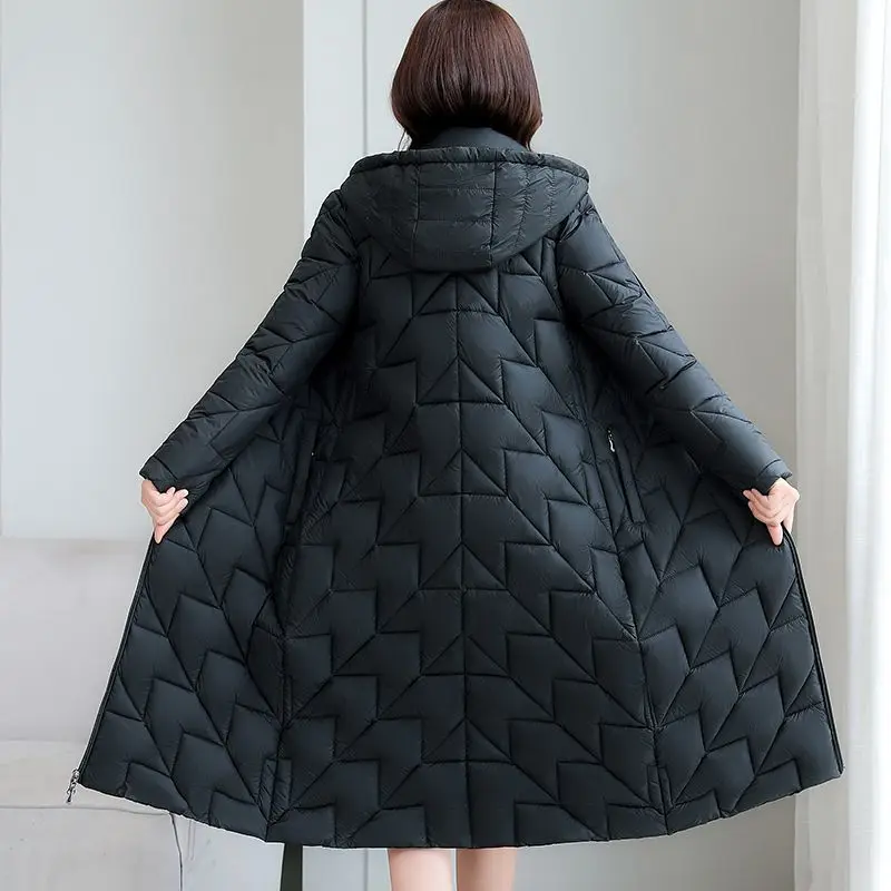 

Woman Long Straight Coat Female Casual Solid Color Parkas Pockets Ladies Fashion Stylish Outerwear Coats Warm Thicken Coats G161