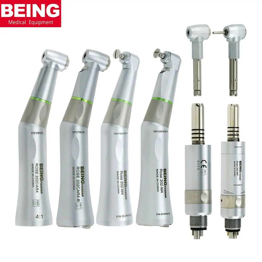 BEING Dental 4:1 Contra Angle Low Speed Fiber Optic Handpiece Air Motor E Type