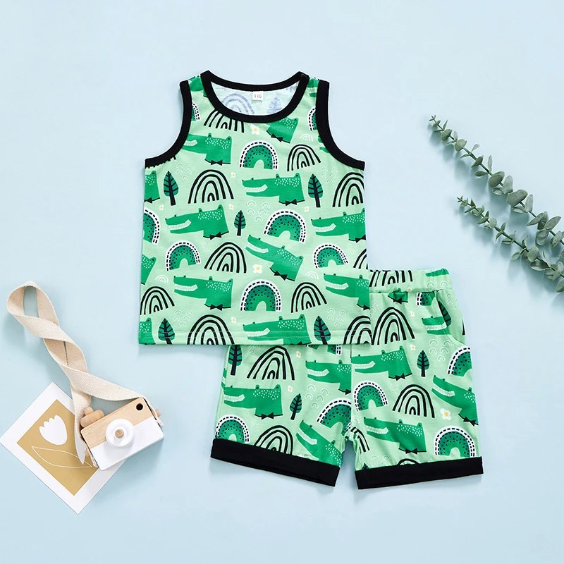 

Летняя майка и шорты для мальчиков, с мультяшным принтом