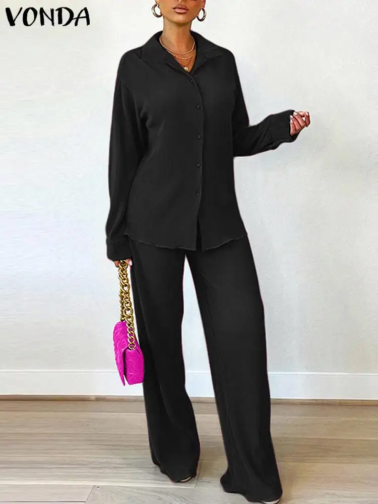 Модные женские комплекты 2024 повседневные свободные костюмы VONDA из двух предметов