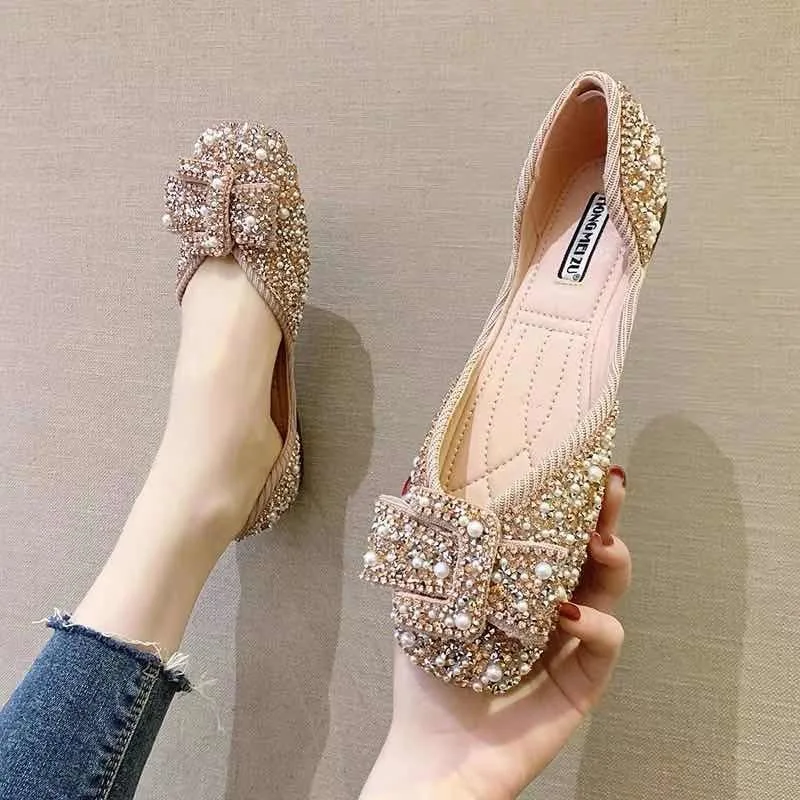 2023 Spring Summer New Fashion Buckle Slip-on Flat Shoes Rhinestones Comfortable Casual Designers Shoes Women's Shoes Zapatillas