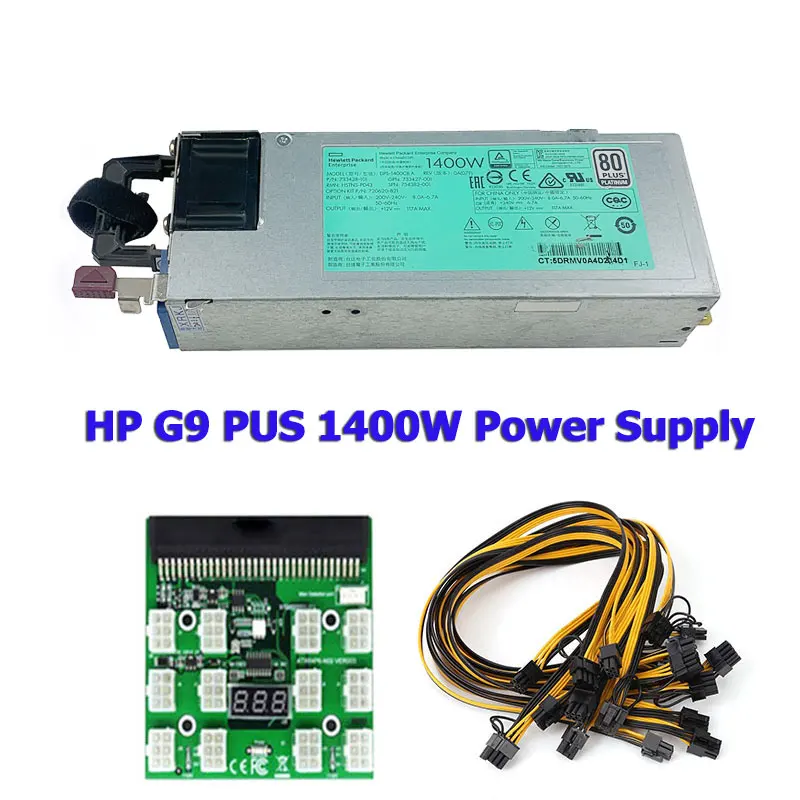 

Восстановленный блок питания ETH BTC для HP DL388 G9 1400W, серверный блок питания 733428-101, Φ 720620-B21, телефон с тестом 100%