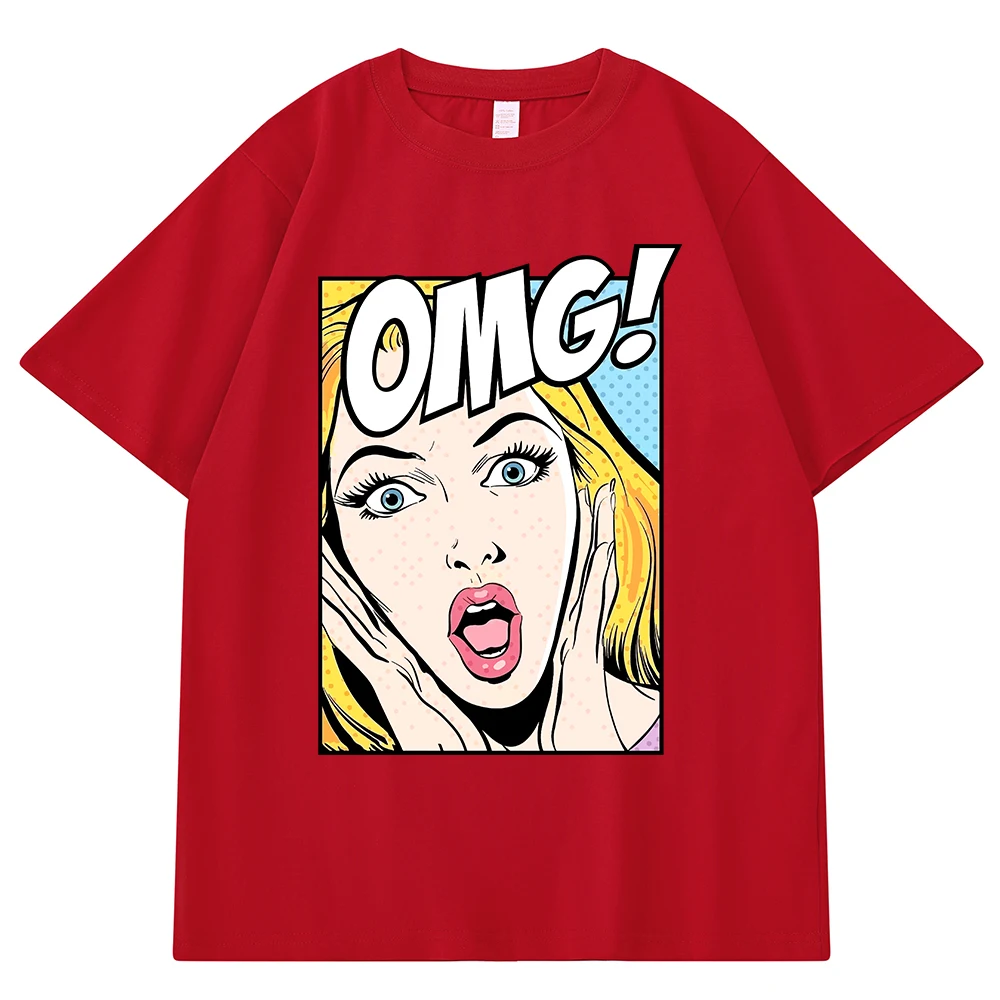 

Men T-Shirt Surprised Face Of European Blonde Girl Printed Summer Owersized Fashion High Quality Cotton T Shirt Short Sleeve Top