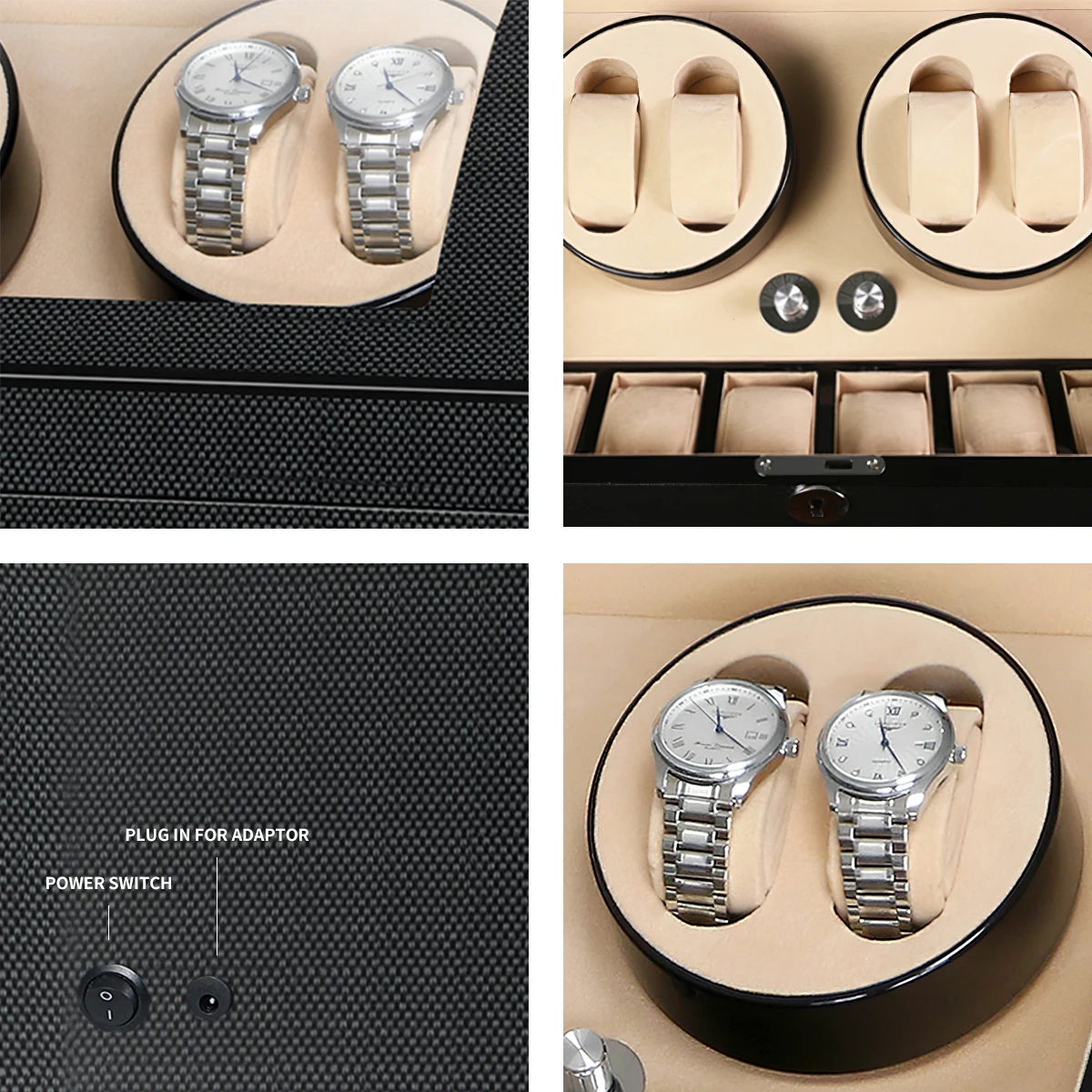 Коробка для хранения намотки часов 4 автоматические часы + 6 витринных чехлов