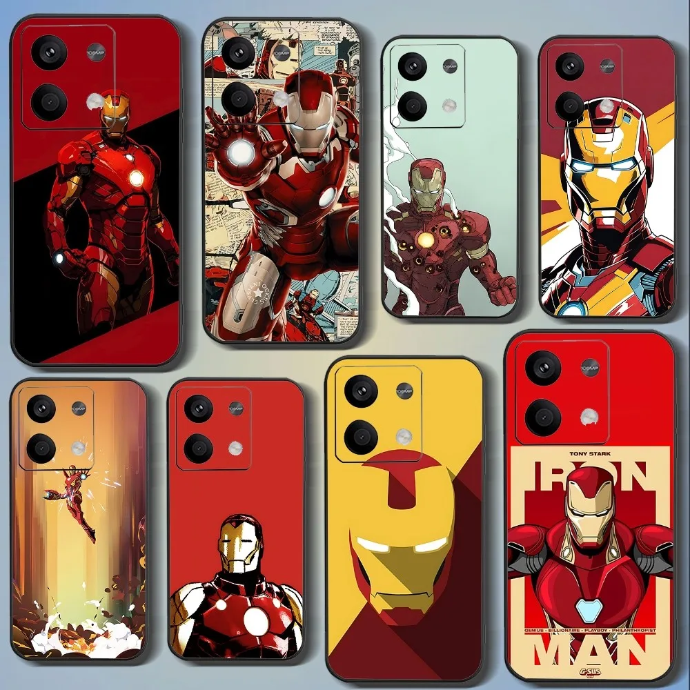 M-Marvel Heroes I-iorn Man Phone Case For Xiaomi 11 Redmi Note 5G 8T 9A 9 10T Note8Pro Note9 12SUltra Black