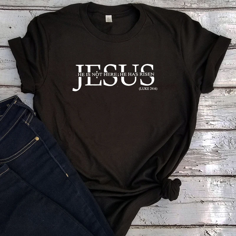 

Jesus T Shirts Plus Size Jesus Couple Clothes Women Tshirt He Is Not Here He Has Risen Religious Streetwear Print 2022 New Tee