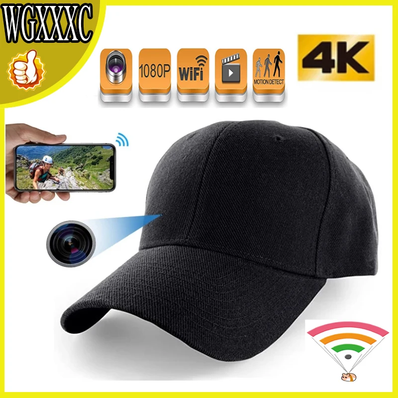 

HD 4K Fashion Women's Men's Baseball Cap Wifi Video Camera Outdoor Monitoring Casual Cap Audio Recorder Suport Hidden TF Card