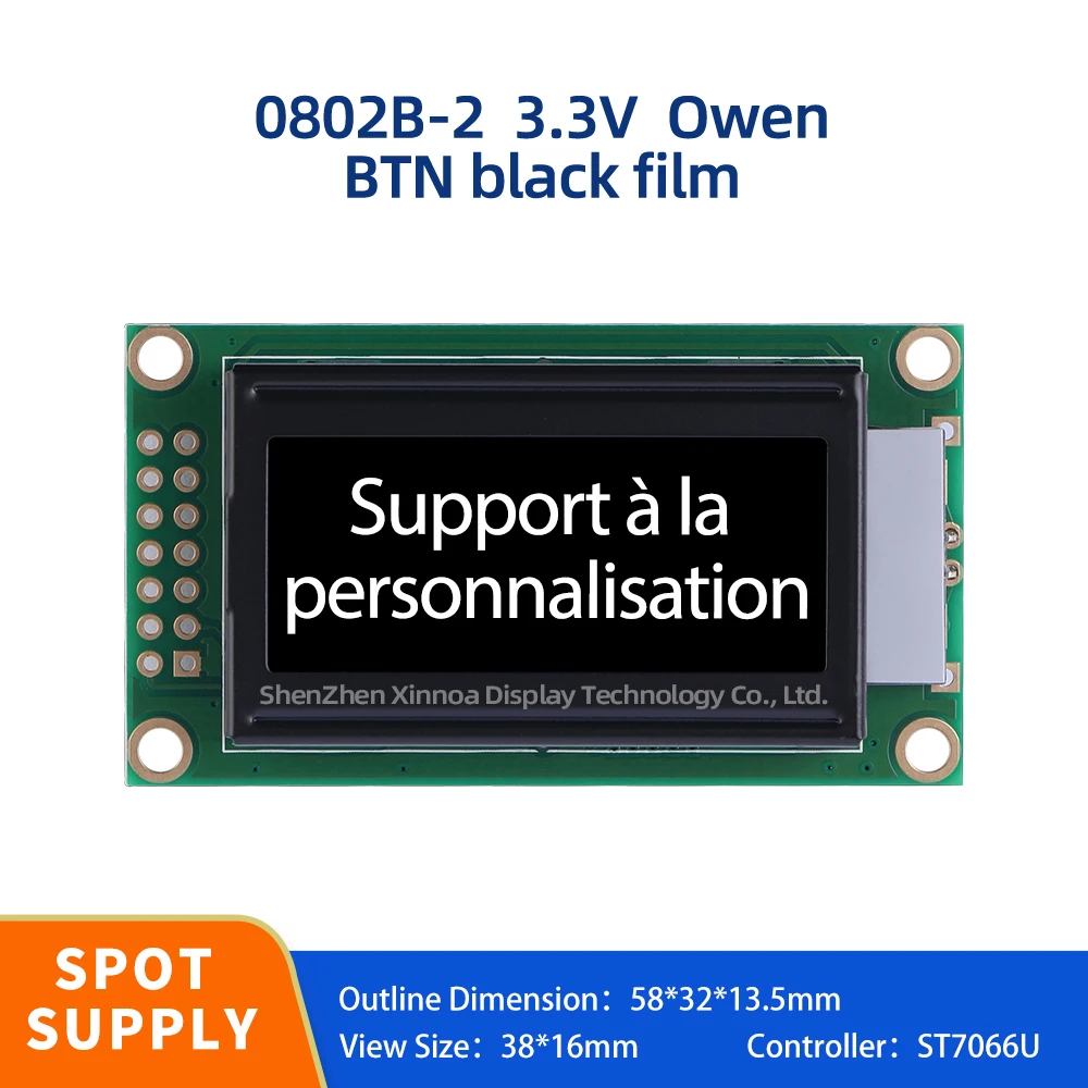 BTN черная пленка белый текст 8*2 символа точечная матрица экран 0802B-2 3 В Европейский