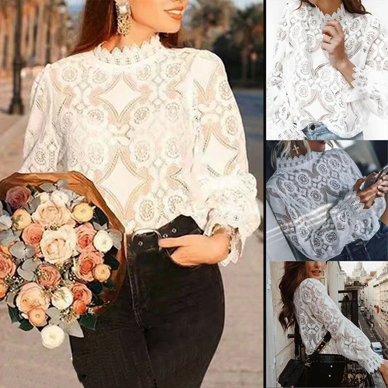 

Womens Long Lantern Sleeve Shirt