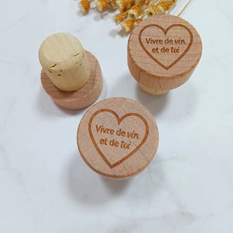 

Personalized Wine Bottle Stoppers Wooden Cork Stopper Custom Text Laser Carved Red Wine Cap Wedding Favors And Gifts For Guest