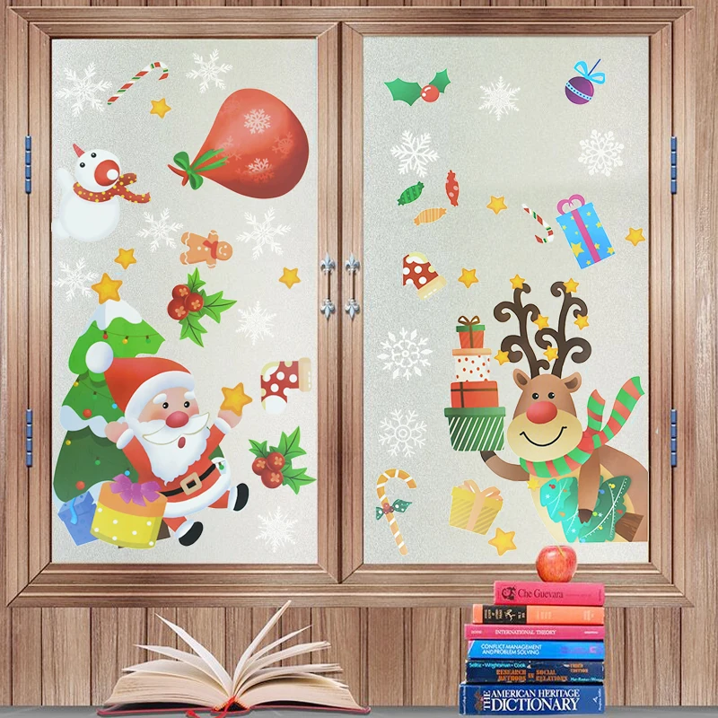 

Christmas Santa Claus Snowflake Window Stickers Wall Ornaments Merry Christmas Decor For Home Natal Noel Navidad New Year 2023