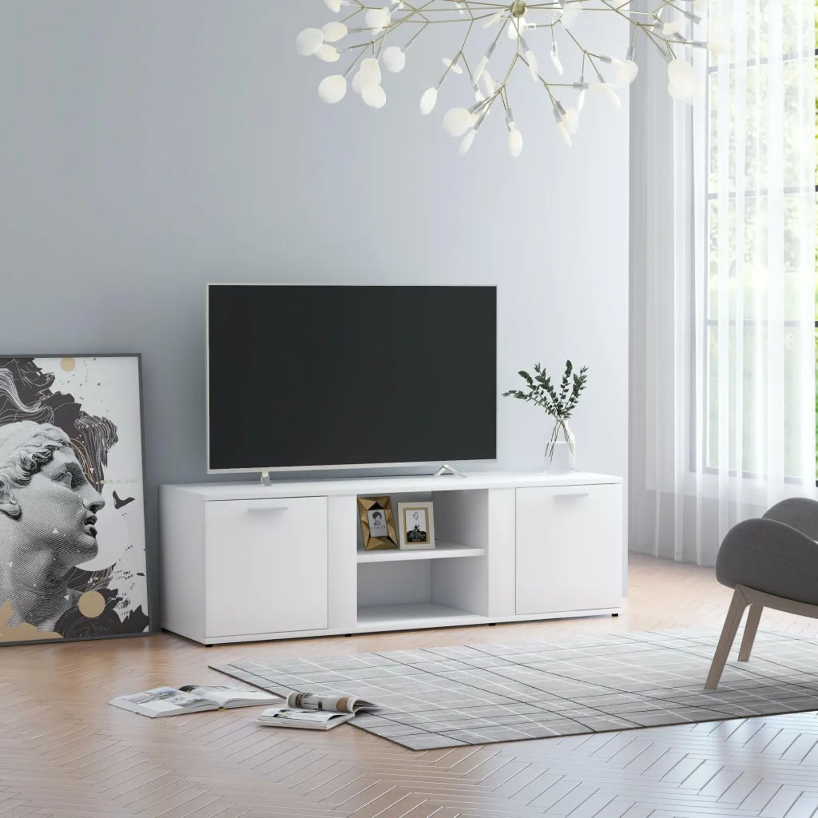 

TV Cabinet White 47.2"x13.4"x14.6" Chipboard