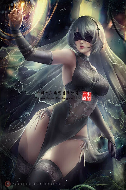 

Poster Anime sticker Nier Automata 2B Art Home Wall decals Decor Otaku Gifts