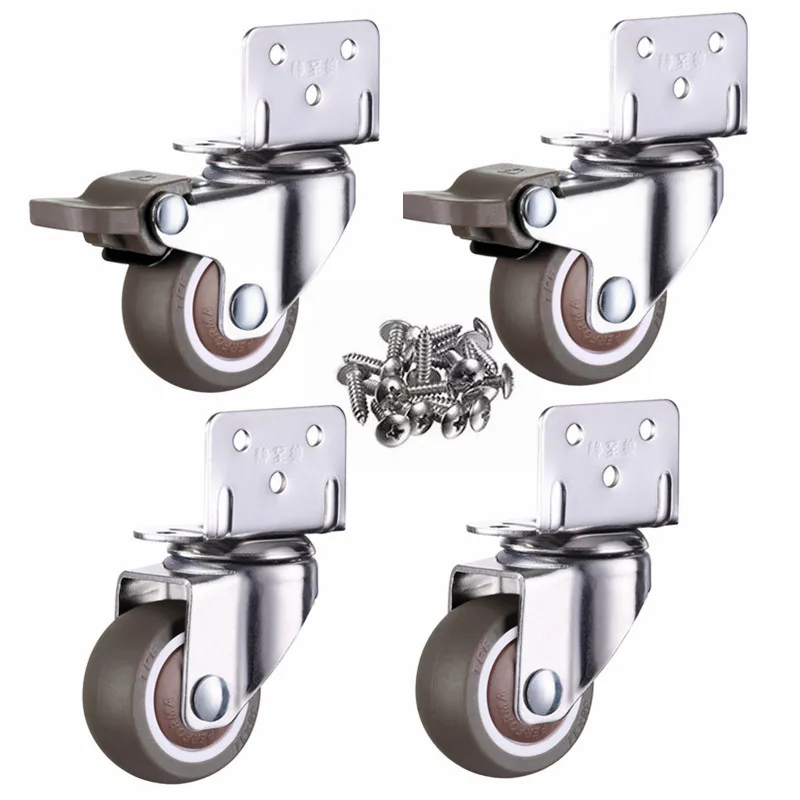 

4pcs Furniture Casters Wheels Soft Rubber Swivel Caster Quite Roller wheels for trolley Baby Crib Bed Wheels Household Accessory