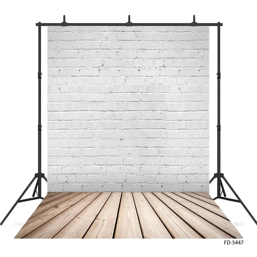 

White Photozone Backgrounds Baby Children Portrait Pets Brick Wall Wooden Floor Vinyl Backdrop Photobooth Photography Props