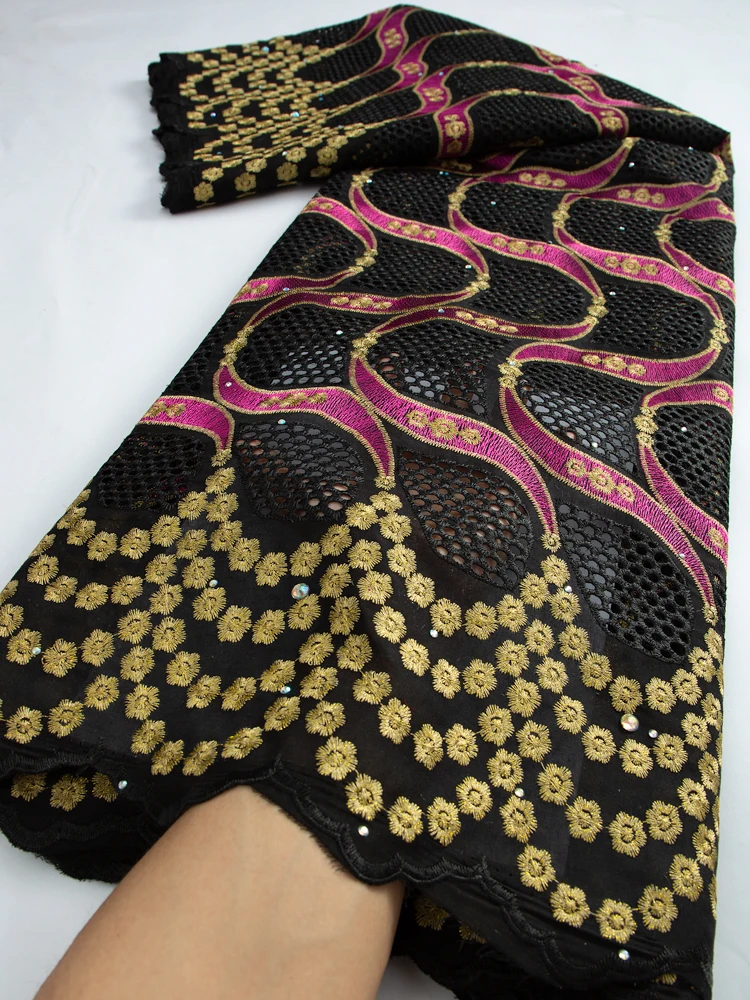 

Black African Lace Fabric 2023 High Quality Nigerian Cotton Lace Fabric Latest Dress Sewing Material For Elegant Women TY3309