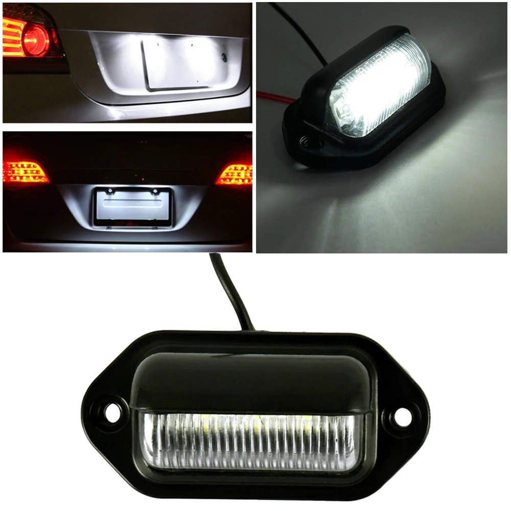 

1X 6-LED Car License Plate Lights ED License Plate Light Universal For Boat Truck Trailer Step Trailers Lorries Vans Signal Lamp