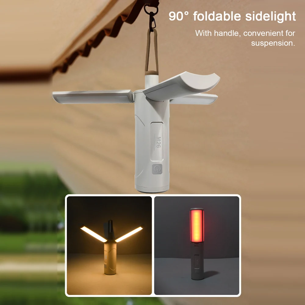 

Foldable Camping Light Tent Lamp Rechargeable Flashlight Power Bank Waterproof with 3 Light Modes Stepless Camping Equipment