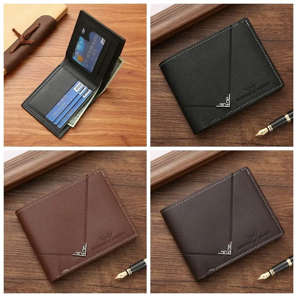 

Короткий кошелек с надписью для мужчин, Молодежный модный тонкий вместительный деловой бумажник из мягкой искусственной кожи с несколькими кармашками для карт, горизонтальный