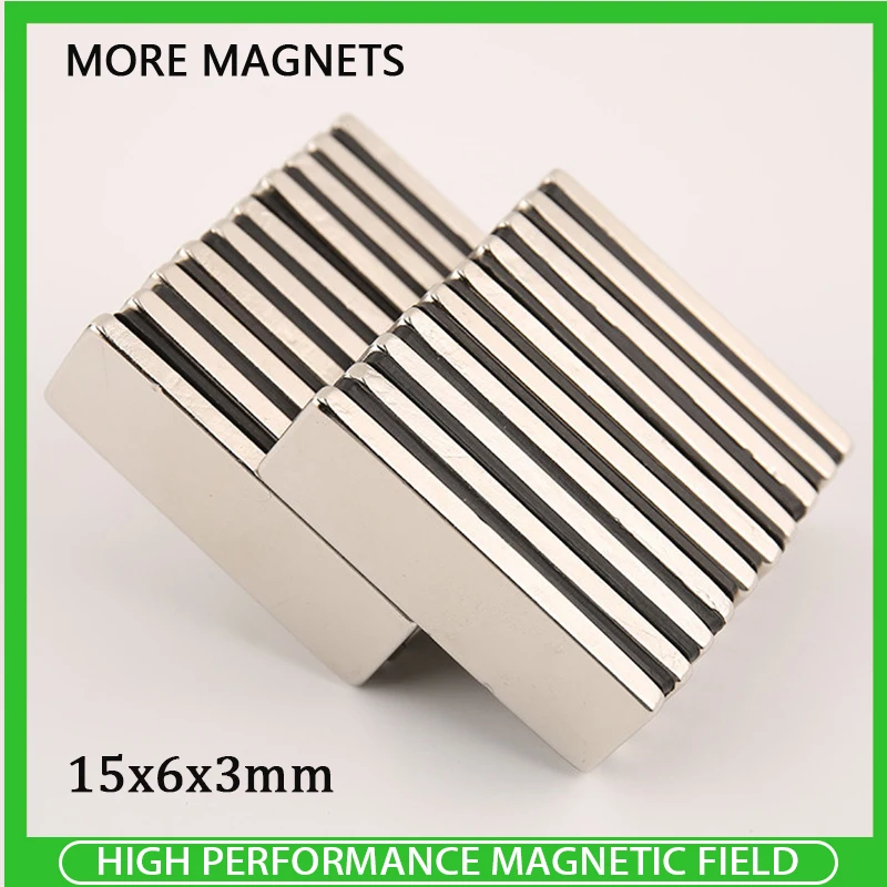 

10~300PCS 15x6x3mm N35 Strong Rare Earth Magnet 15mm x 6mm x 3mm Block Rectangular Magnetic NdFeB Permanent Neodymium Magnets