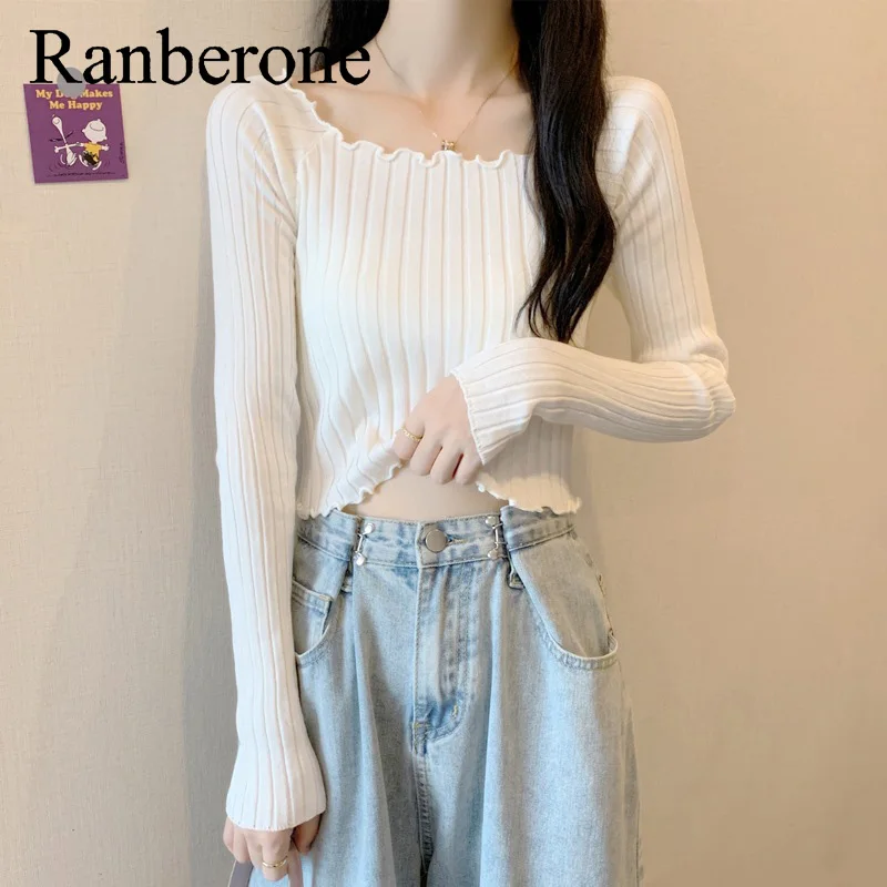 Женский свободный пуловер с V-образным вырезом и коротким рукавом |