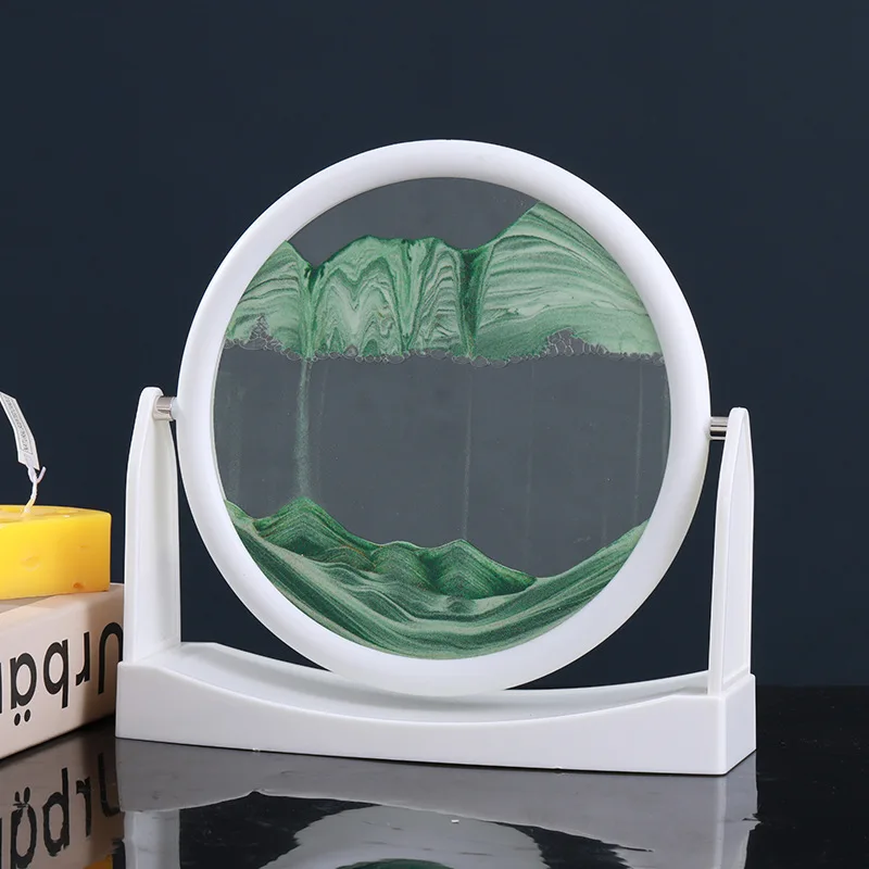 

White Rotatable Quicksand Painting Home and Living Room Decorations Creative Gifts Flipped Hourglass Painting Decorative Gifts