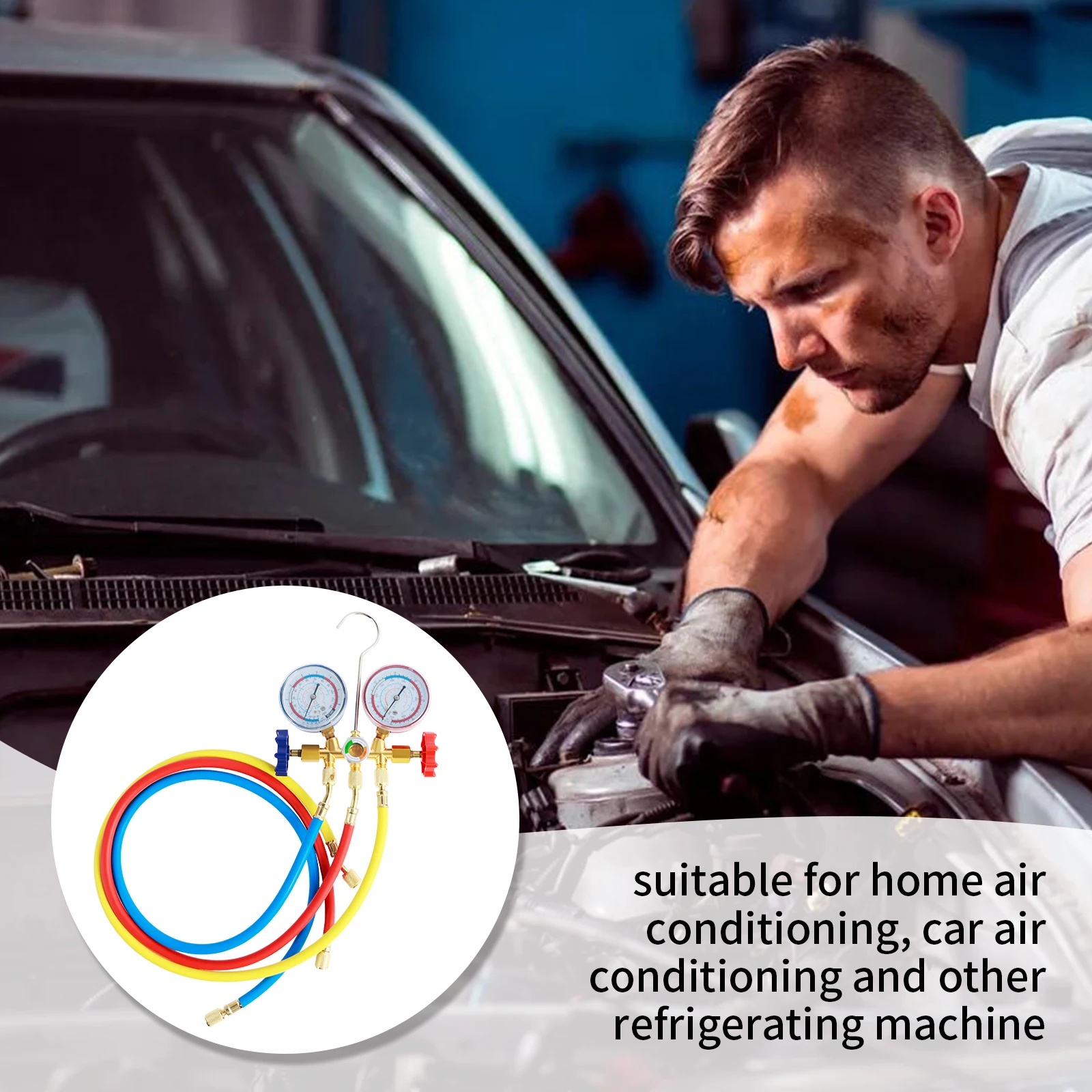 Набор Манометров Кондиционера HVAC Для Охлаждения Трубных Систем Со Шлангами