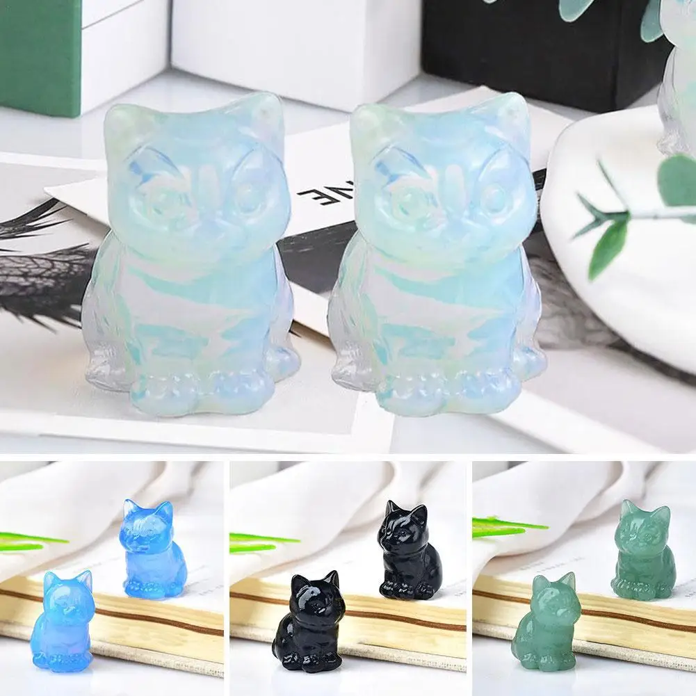 Природный хрустальный камень счастливая кошка резьба руда котенок резьбы