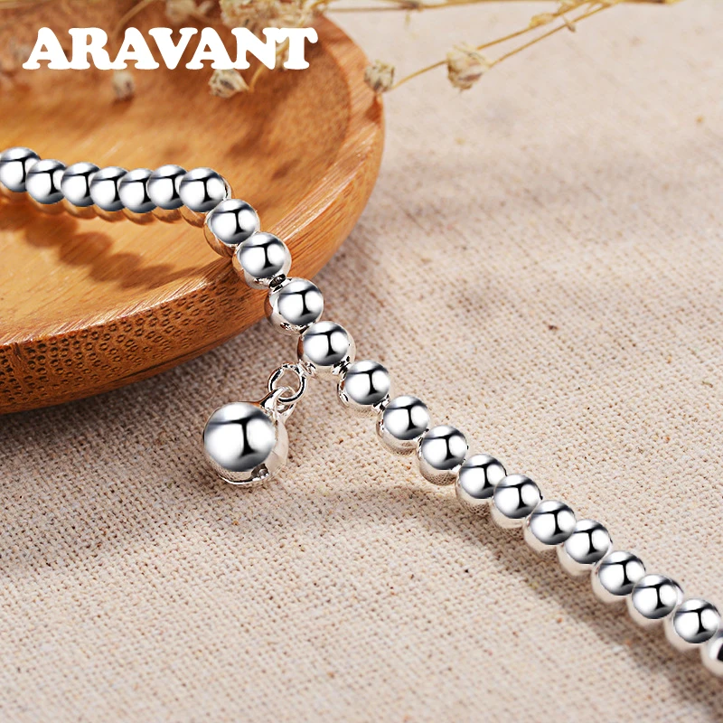 Aravant 925 серебряный колокольчик браслеты из бисера цепи для женщин девушек Модные
