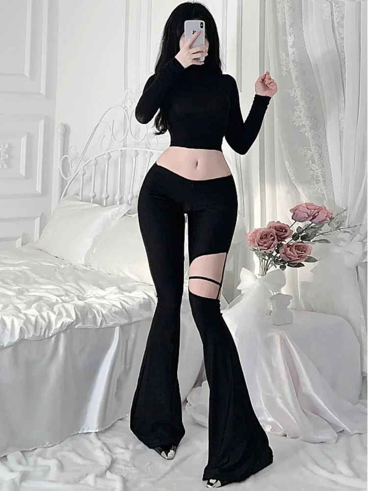 

Женские супер пикантные уличные флисовые расклешенные брюки с высокой талией для пар модные корейские женские брюки тонкие 2022 лето осень ...