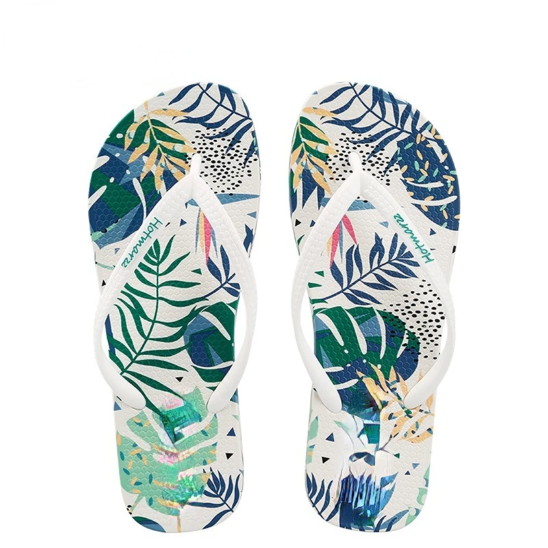 2023 New Ladies Slippers Non-slip Flip-Flops Outdoor  Hawaiian Printed   Slippers Summer Fashion Women's Sandals Male Flip Flops