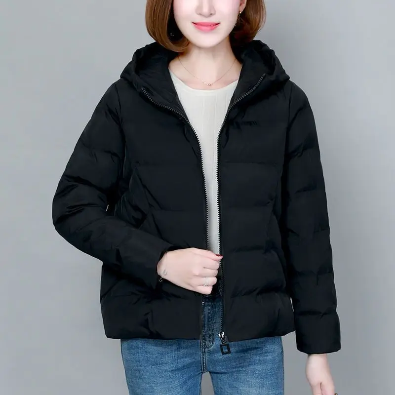 2022 Cotton Jacket Women's Fashion Loose Short Korean Fashion Cotton Hooded Winter Cotton Jacket Women Basic Clothing