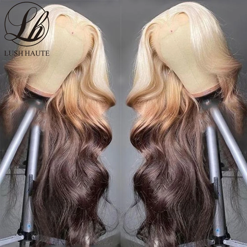 

13X4 Lace Wig 613 Body Wave Ombre Honey Blonde Color Synthetic 30Inch Wig Transparent Brown Cosplay Wigs For Black Women